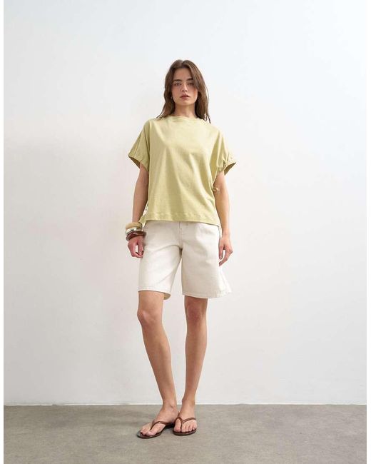 TOPSHOP White Hybrid Tie Sleeve Tee
