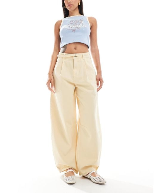 ASOS Natural Lightweight Barrel Jeans With Belt