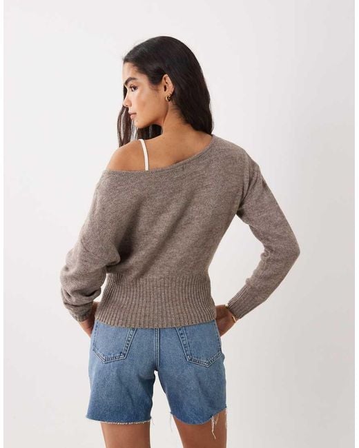 Cotton On Natural Luxe Slouch Off Shoulder Long Sleeve Knit
