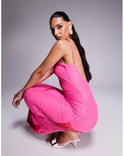 Princess Polly Pink Knox Mesh Low Back Cami Mini Dress