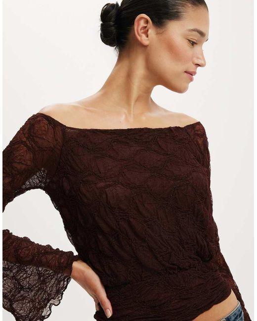 Cotton On Black Sofia Lace Long Sleeve Top
