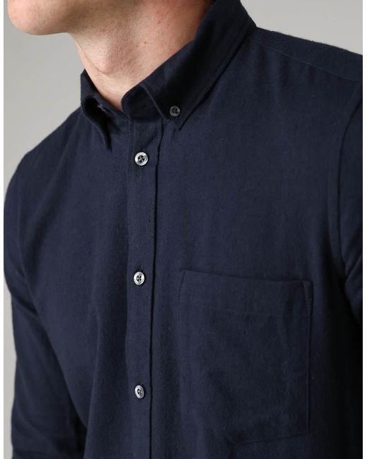 French Connection Blue Cotton Chest Pocket Flannel Long Sleeve Shirt for men