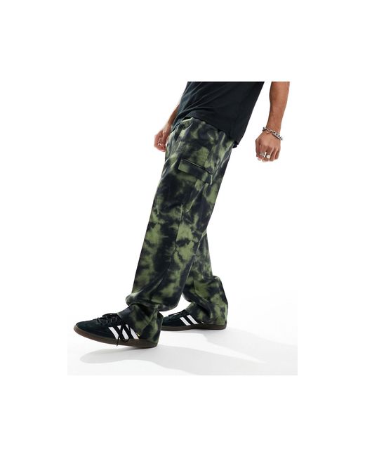 Pantaloni cargo eleganti ampi kaki con stampa mimetica di ASOS in Black da Uomo
