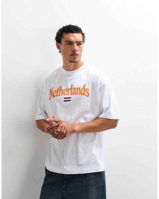 ASOS Gray Oversized T-shirt With Netherlands Graphic for men