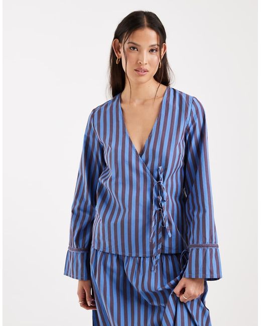 ONLY Blue Tie Front Shirt Co-ord