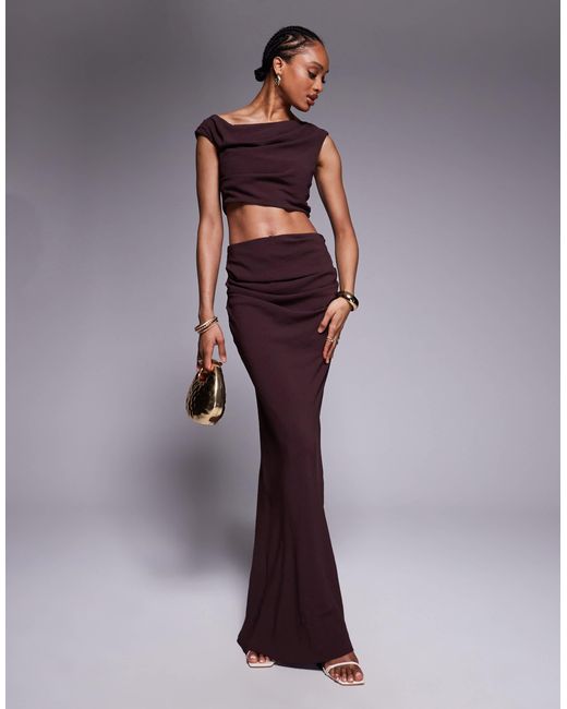 ASOS Purple Asos Design Tall Off Shoulder Fauxord Maxi Dress