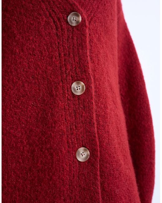 TOPSHOP Red Knit Longline Easy Cardigan