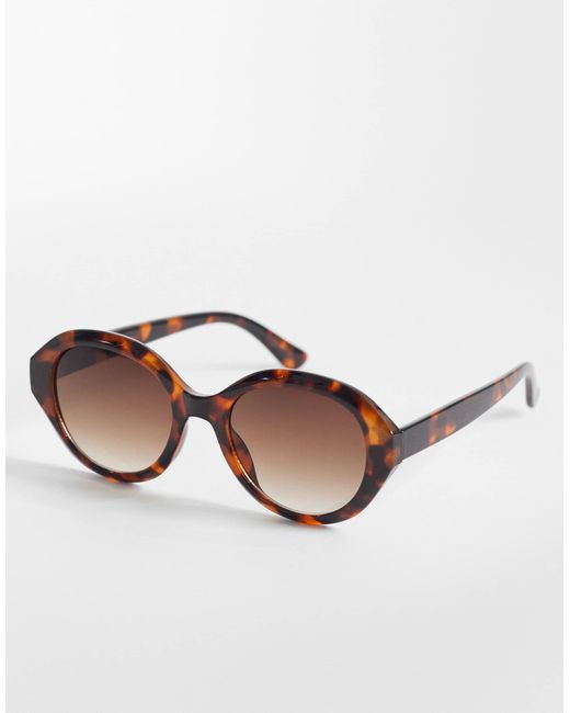 Mango Brown Retro Round Frame Sunglasses