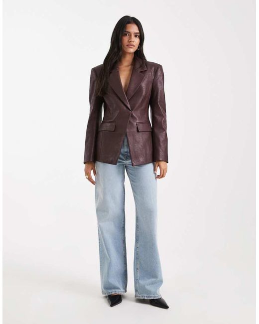 ASOS Brown Tailored Faux Leather Blazer