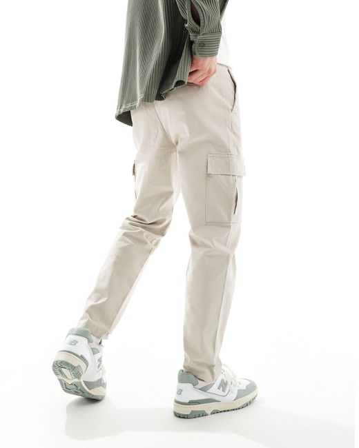 Pantaloni cargo color pietra di New Look in Natural da Uomo