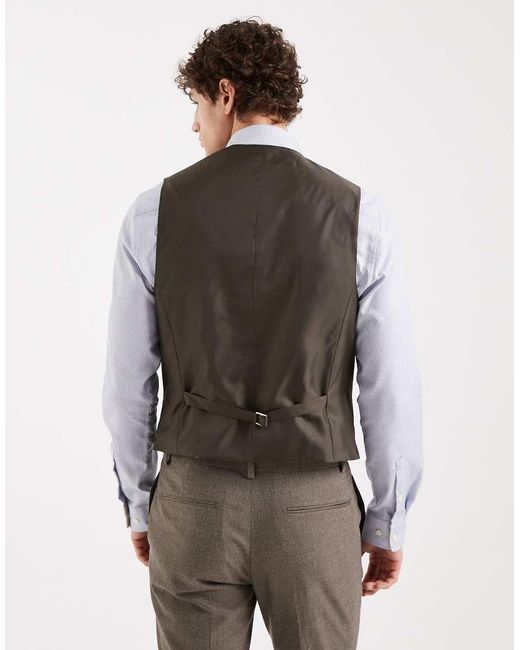ASOS Gray Skinny Wool Look Suit Waistcoat for men
