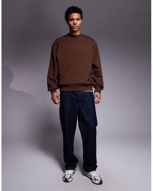 Sudadera Marrón Extragrande De Tejido Grueso De 400 G/M² Premium De ASOS de hombre de color Brown