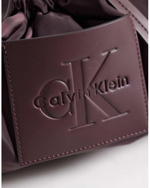 Calvin Klein Brown Drawstring Satchel Bag