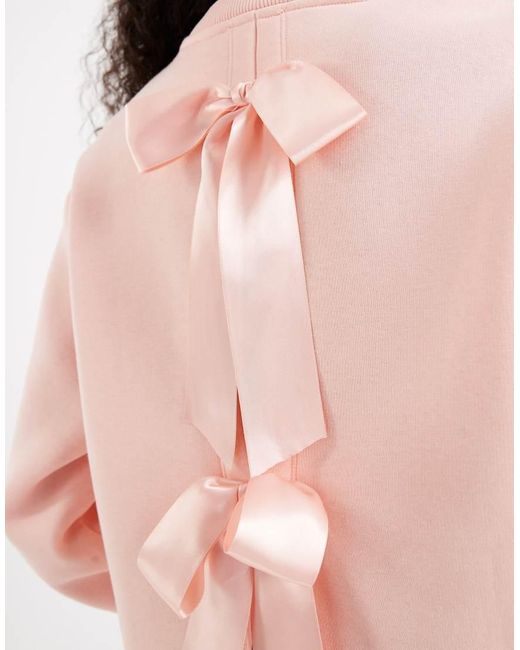Miss Selfridge Pink Bow Back Sweatshirt