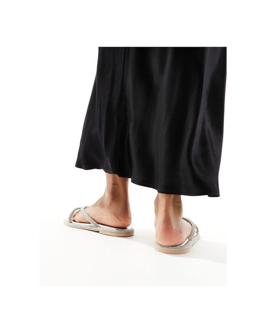 Sandalias plateadas planas con diseño SIMMI de color Black