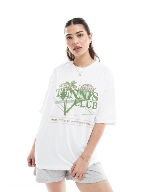ASOS White Oversized T-shirt With Tennis Graphic