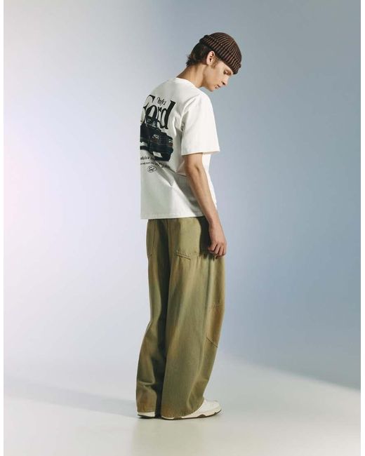 Pull&Bear White Ford T-Shirt for men