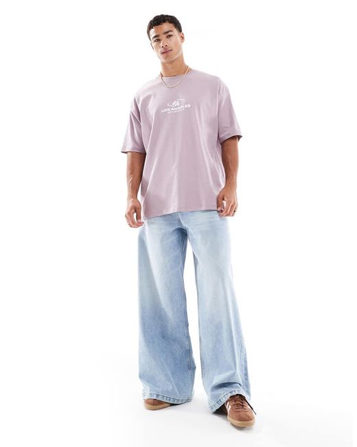 ASOS Oversized T-Shirt Met Stadsprint in het Purple voor heren