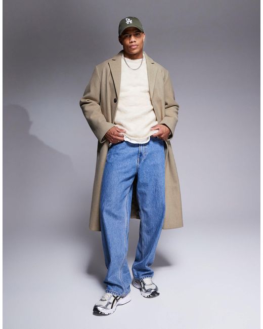 ASOS Natural Regular Fit Wool Look Overcoat for men