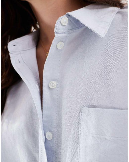 Vero Moda Blue Oversized Shirt With Wide Cuff Sleeves