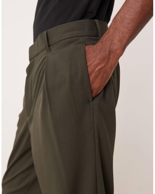 ASOS Natural Oversized Tapered Trouser With Deep Pleat for men