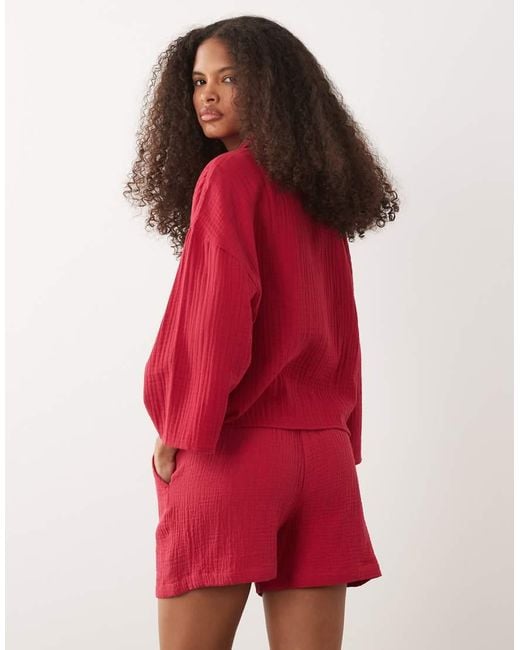 Jdy Red Cheesecloth Shorts