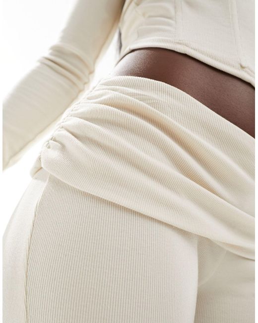 SIMMI White Simmi Fine Knit Rib Fold Over leggings