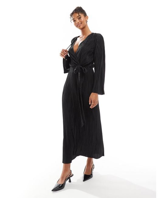 black midi turtleneck dress Topshop Crinkle Plisse Mini Dress Black main image 0