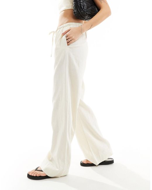 Weekday White Mia Linen Mix Trousers