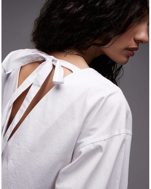 TOPSHOP White Poplin Babydoll Mini Dress