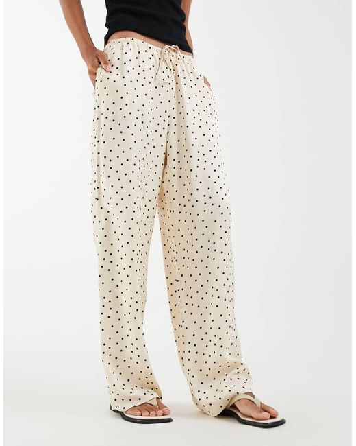 ASOS White Satin Pull On Wide Leg Trouser