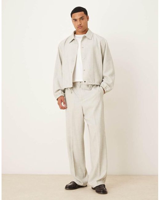ASOS Natural Smart Melange Wide Leg Pants for men