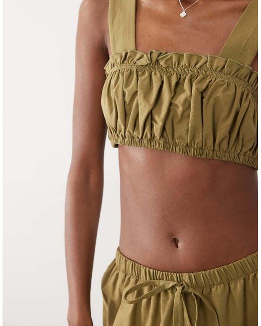 ASOS Green Linen Blend Ruched Bralet