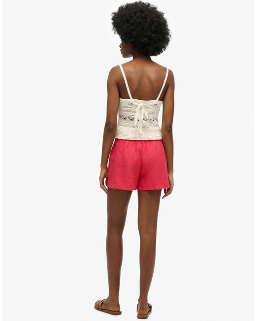 Superdry Red Linen Shorts