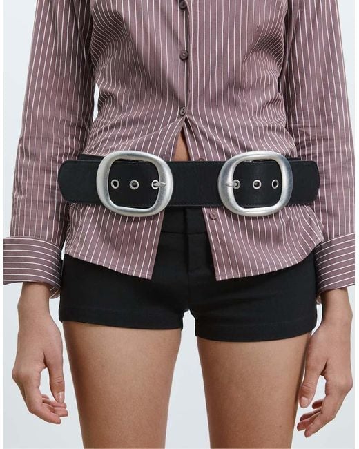 Stradivarius Brown Basic Striped Fitted Shirt