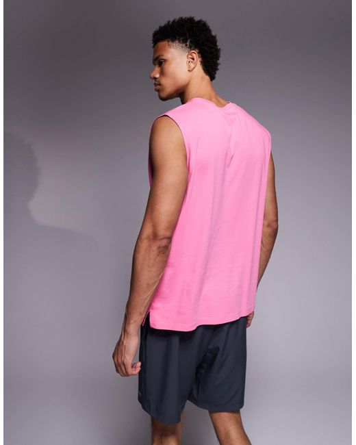 4505 Pink Icon Oversized Cotton Pump Training Tank With Quick Dry Finish for men