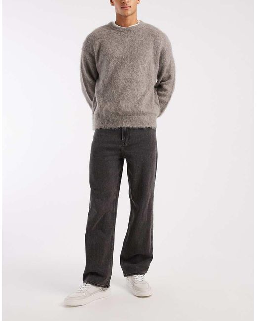 Hollister Gray Embroidered Pocket baggy Jeans for men