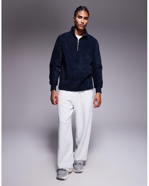 Sweat en polaire à col cheminée zippé - marine ASOS pour homme en coloris Blue