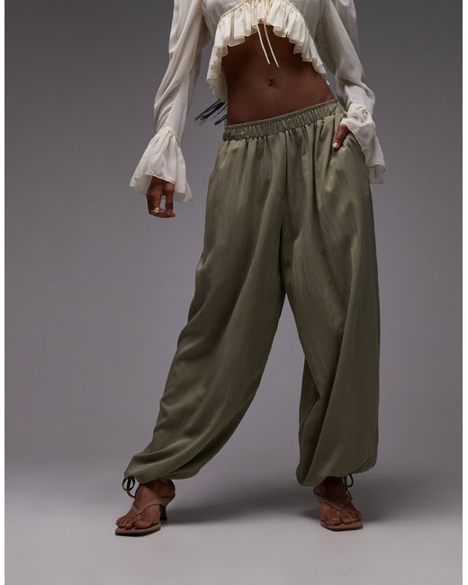 Pantalon ultra ample avec liens noués à la taille - pistache ASOS en coloris Green