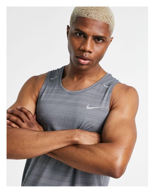 Nike Dri Fit Miler Vest In Grey Grey For Men Lyst Nike Dri Fit Miler Vest In Grey Grey For Men Lyst