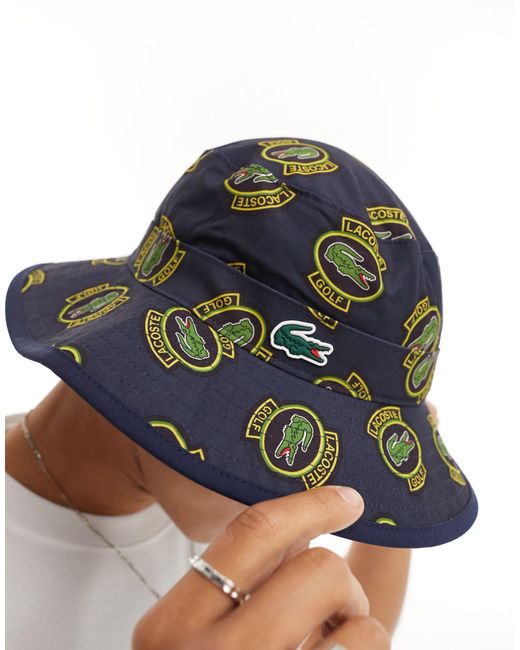 Cappello boonie navy con stampa di Lacoste in Multicolor da Uomo