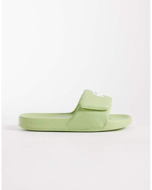 Lacoste Green Serve 0.0 Velcro Strap Logo Sliders