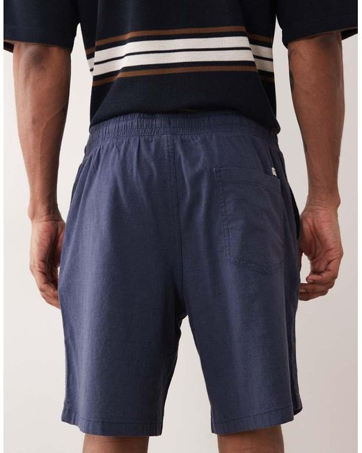 Jack & Jones Blue Linen Mix Drawstring Shorts for men