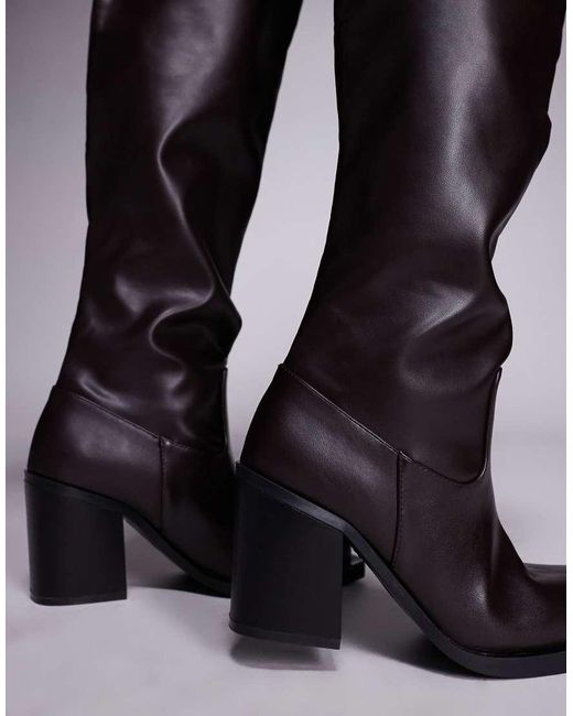 Public Desire Black Public Desire Carter Wide Fit Over The Knee Block Heeled Boots