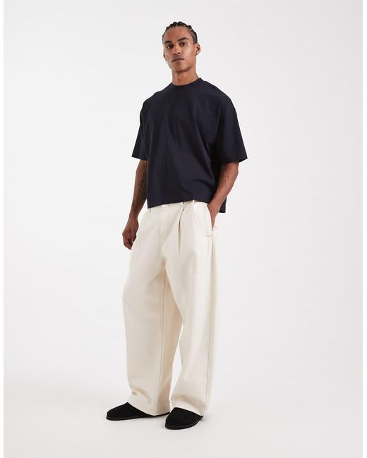 Camiseta Azul Marino De Corte Cuadrado Extragrande De Tejido Muy Grueso De Circular Design Collection ASOS de hombre de color Blue