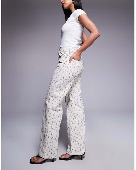 River Island Purple Ditsy Floral Relaxed Straight Jean