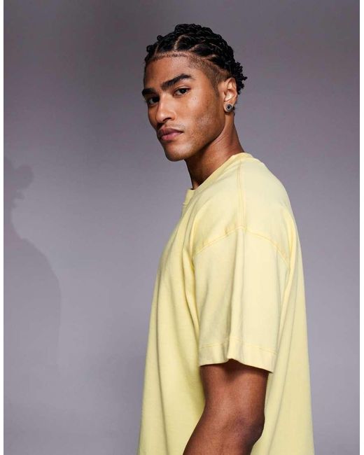 4505 Cropped Trainingsshirt Van Zwaar Katoen Met Rechte Pasvorm En Sneldrogende Afwerking in het Yellow voor heren