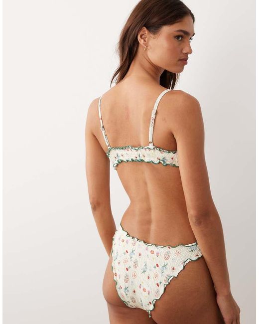 Dippin' Daisy's Brown Dippin Daisys Printemps Ruched Tie Front Bikini Top