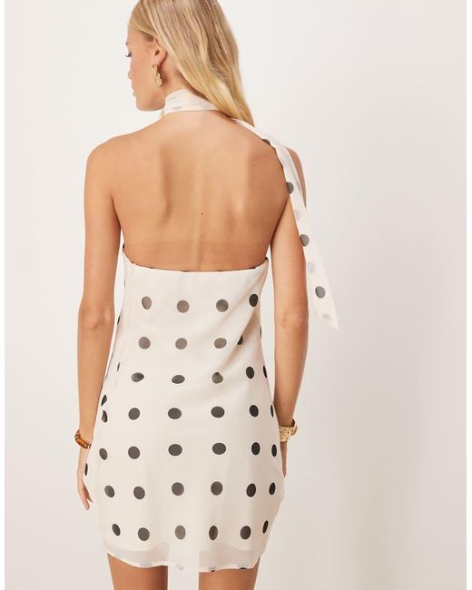 ASOS White Chiffon Scarf Neck Mini Dress
