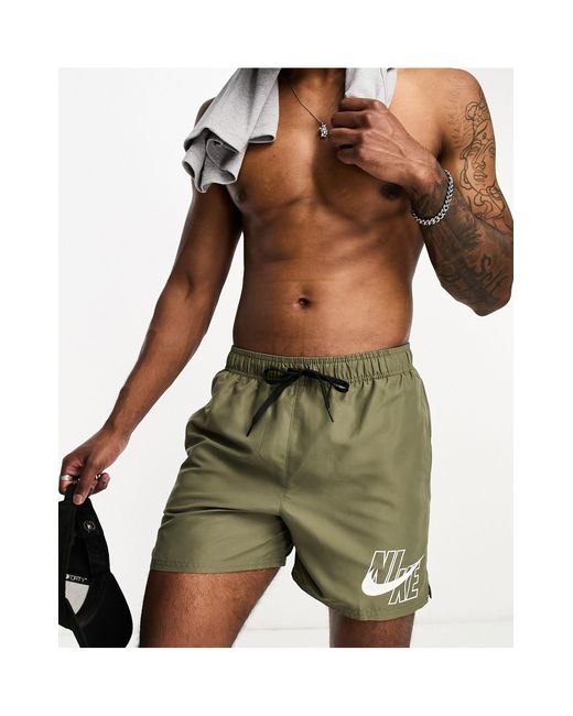 Nike Volley 5 Inch Large Logo Swim Shorts in Green for Men Lyst